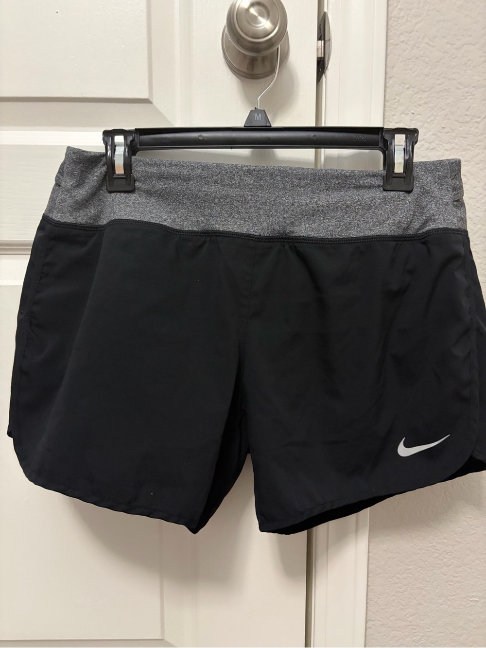 Nike Women's Black Athletic Shorts with Heather Gray Waistband
